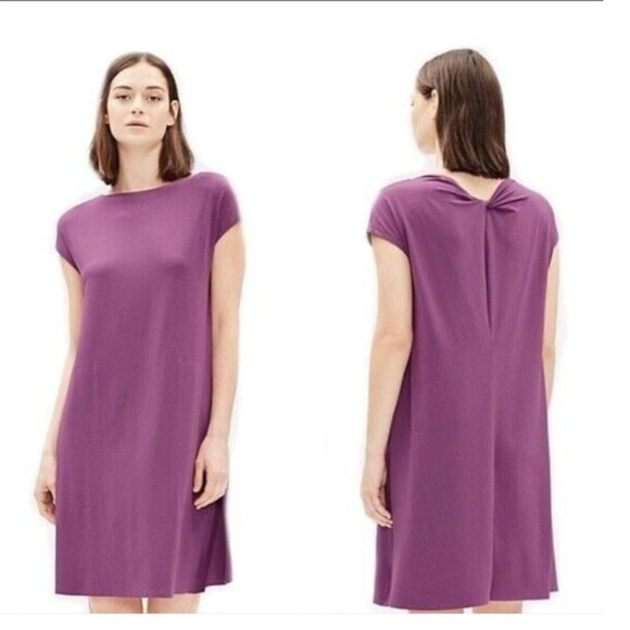 Eileen Fisher Plum Purple Dress with Twisted Back Detail  Size XXS - Picture 1 of 9